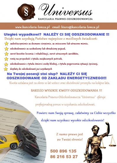 Dochodzenie ODSZKODOWAŃ - profesjonalna KANCELARIA ODSZKODOWAWCZA